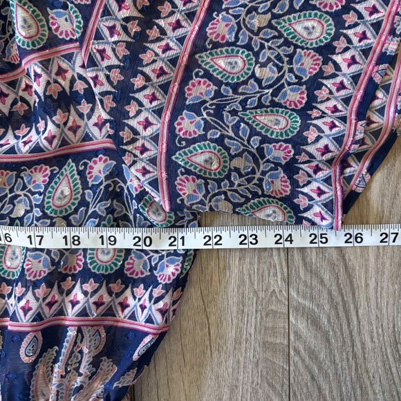 Eliza J Boho Maxi Cover-Up Dress with Paisley Print Size 14 Sheer Casual Beach - Picture 6 of 16